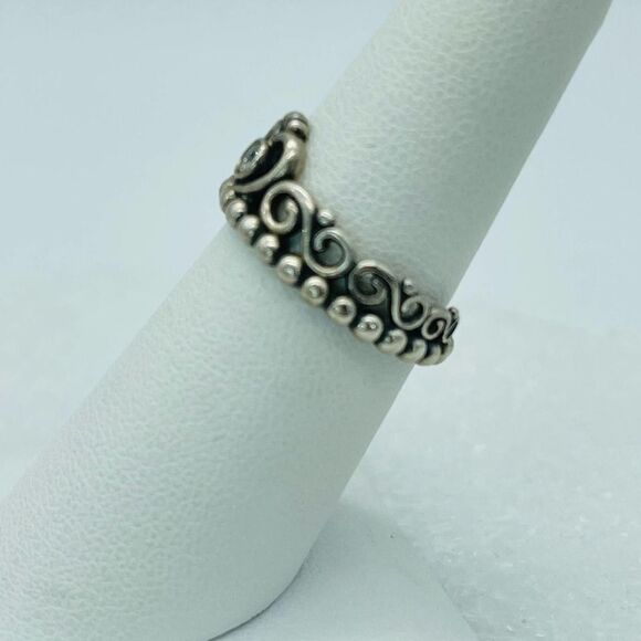 Vintage Sterling Silver Signed 925 ALE Pandora CZ Stone Heart Tiara Ring Size 6. - Picture 3 of 9
